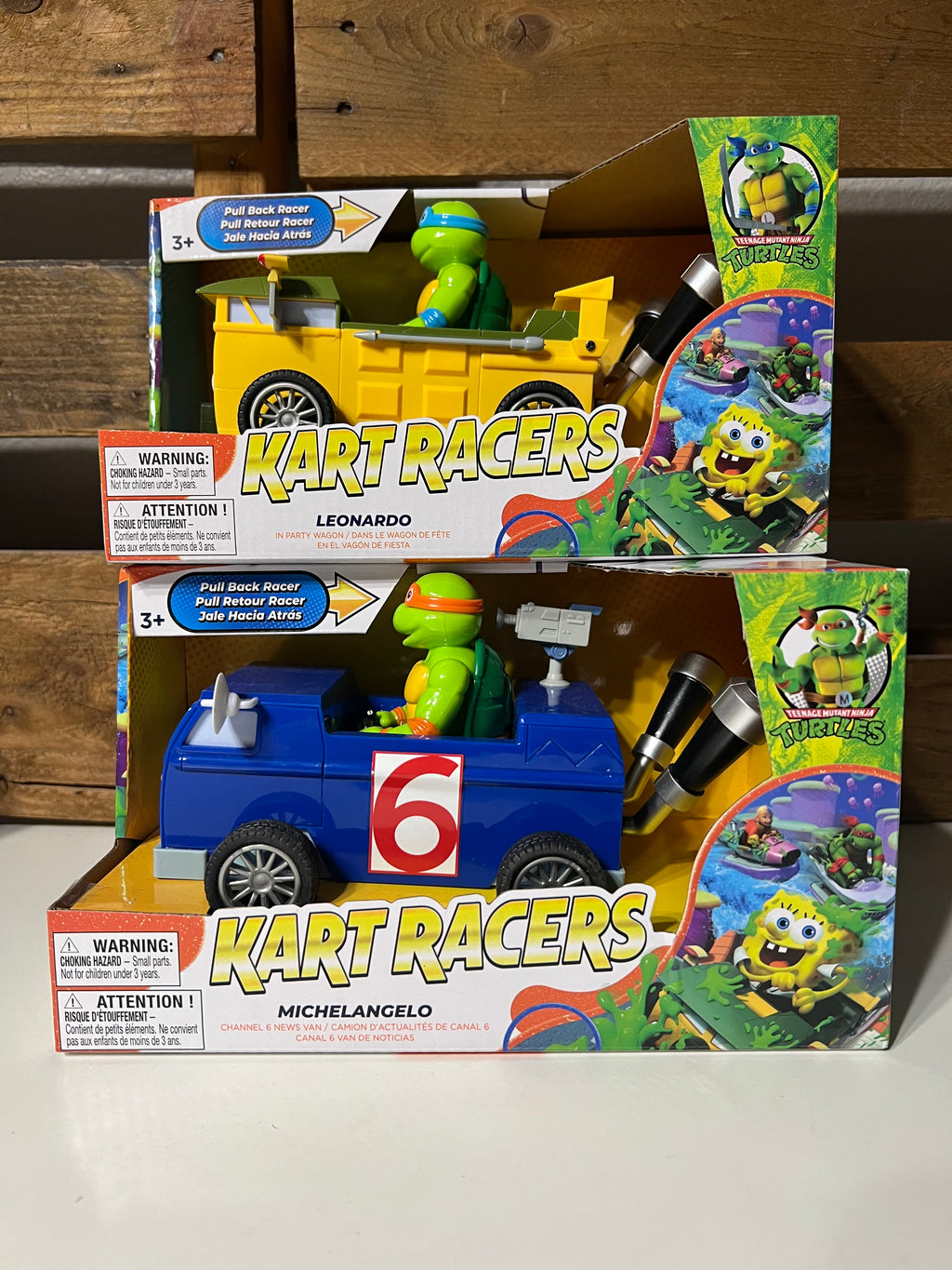 Nickelodeon Kart Racers Leonardo In Party Wagon And Michelangelo In Channel 6 News Van