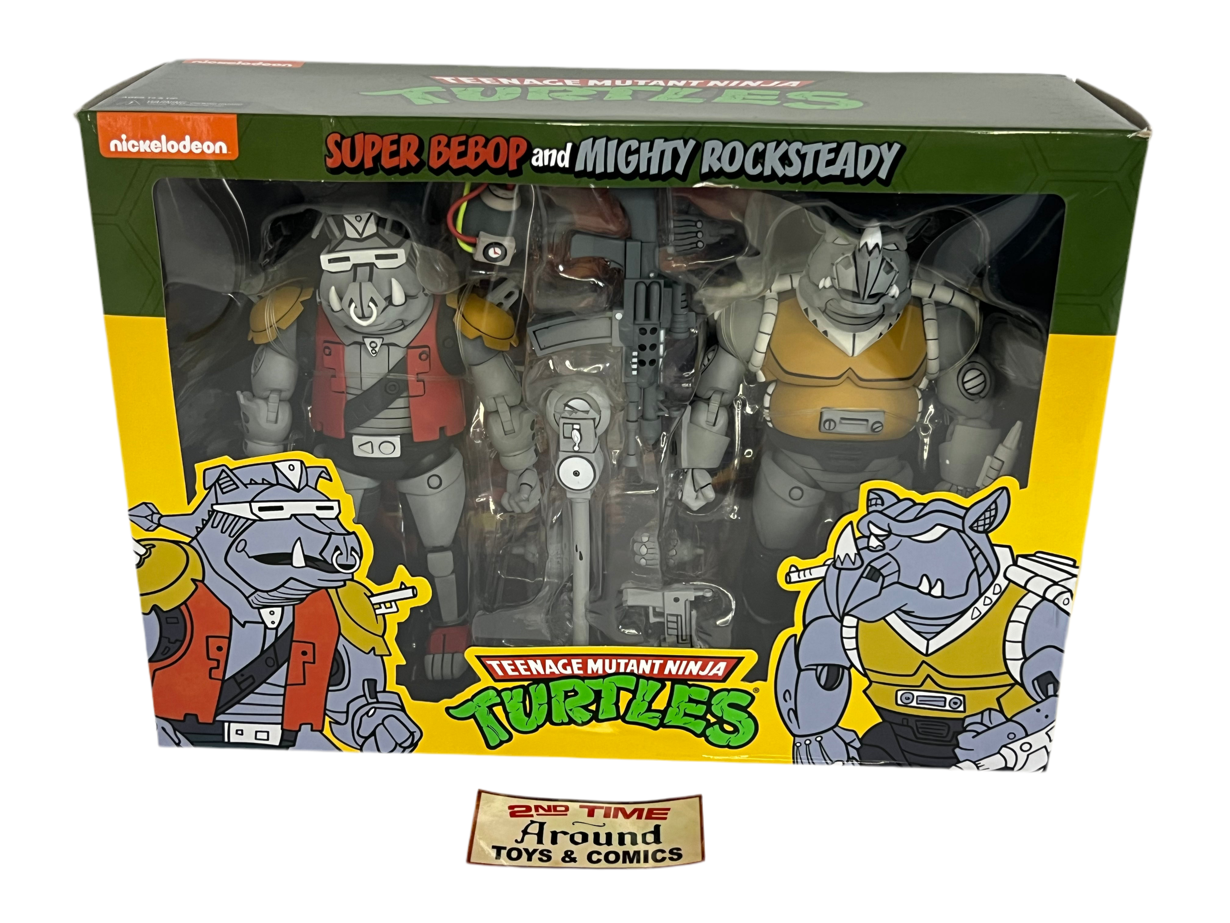 NECA TMNT Toon Super Bebop And Mighty Rocksteady 2 Pack