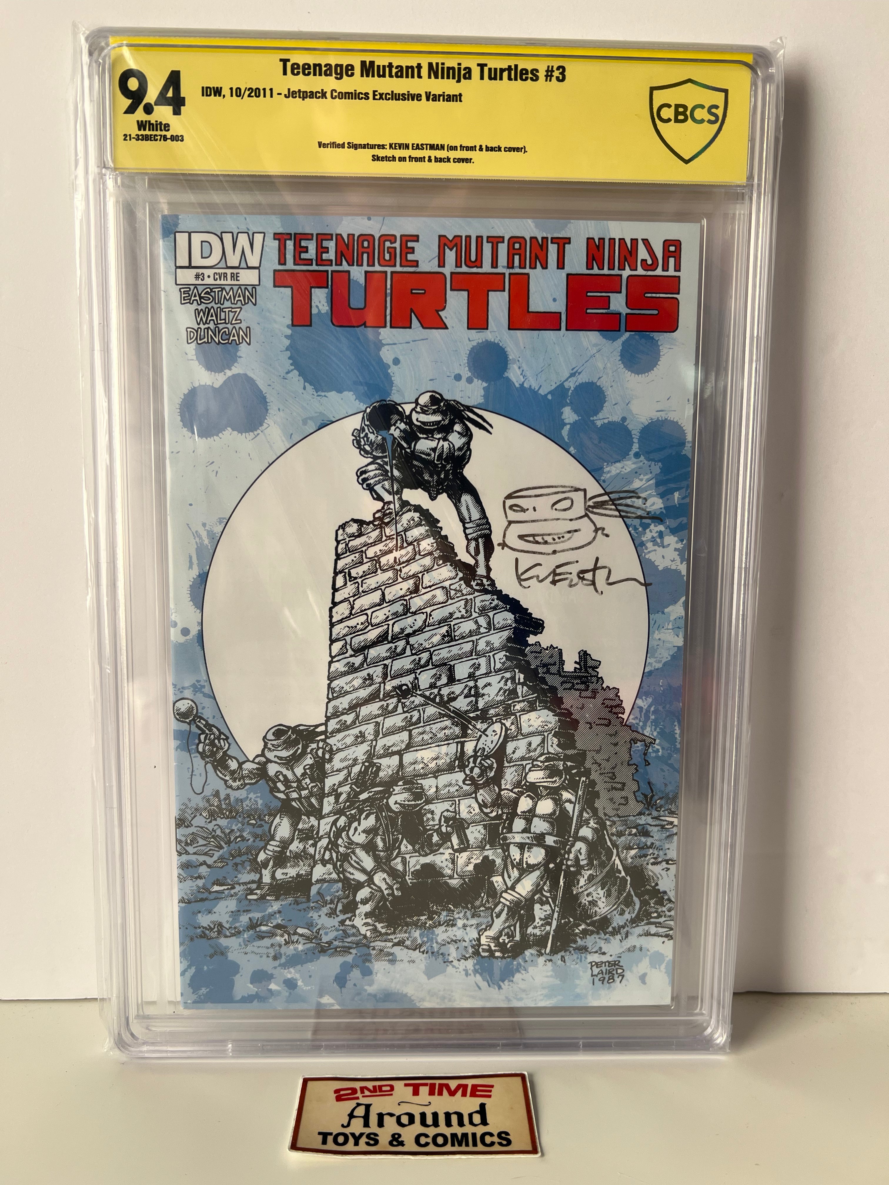 IDW TMNT #3 Jet Pack Comics Exclusive CBCS 9.4 Signed And Sketched By Kevin Eastman