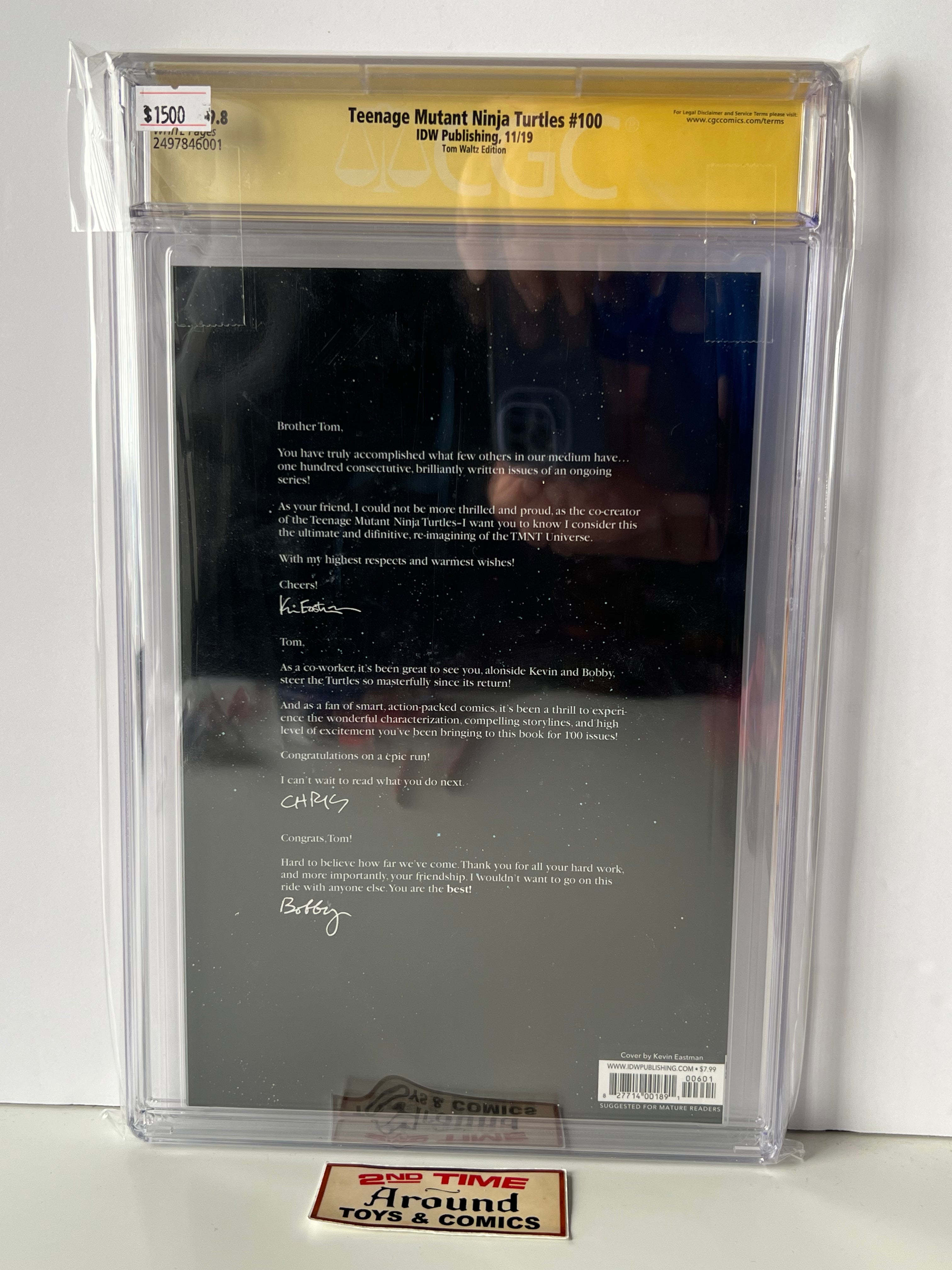 IDW TMNT #100 Tom Waltz Edition CGC SS 9.8 Signed By Tom Waltz And Kevin Eastman